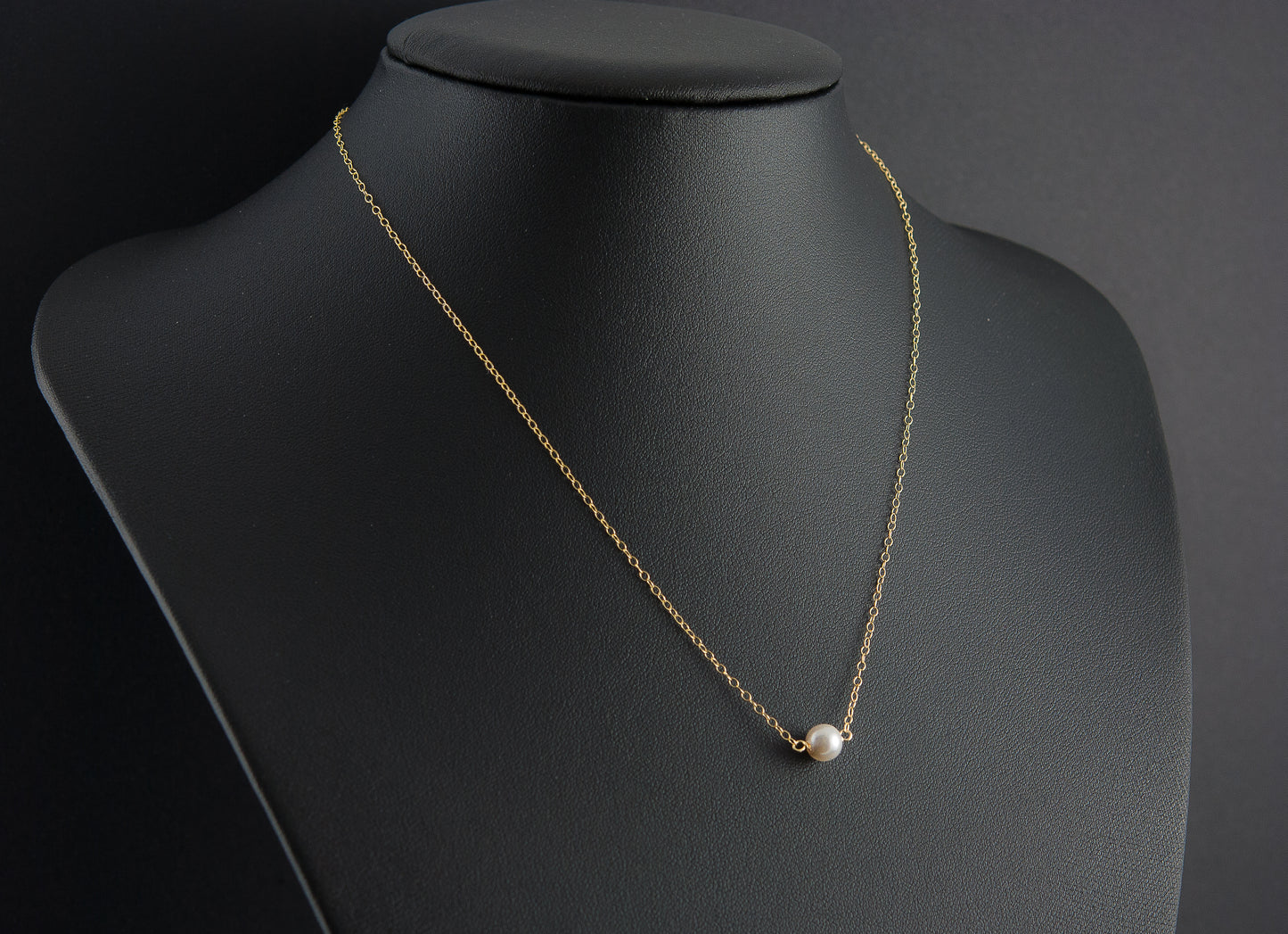 Dainty Solitaire Pearl & Gold Necklace