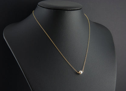Dainty Solitaire Pearl & Gold Necklace