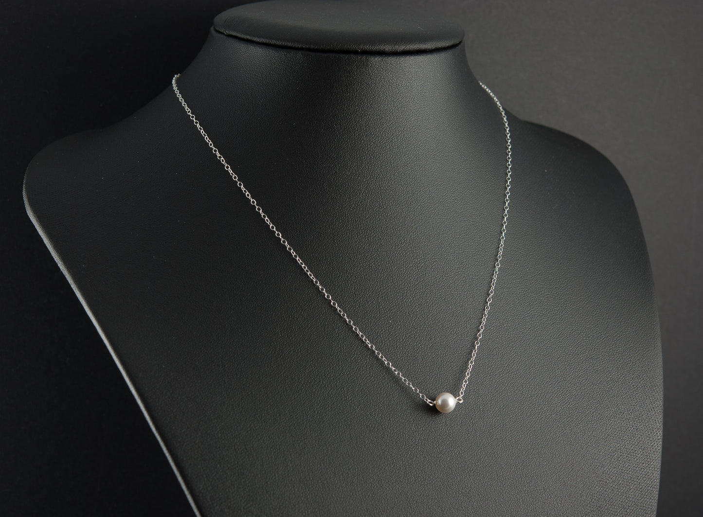 Dainty Solitaire Pearl & Silver Necklace