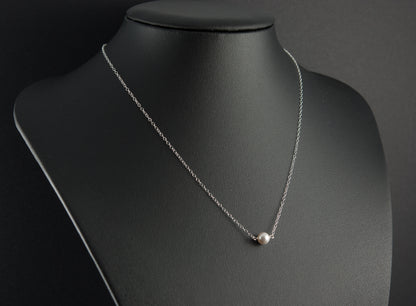 Dainty Solitaire Pearl & Silver Necklace