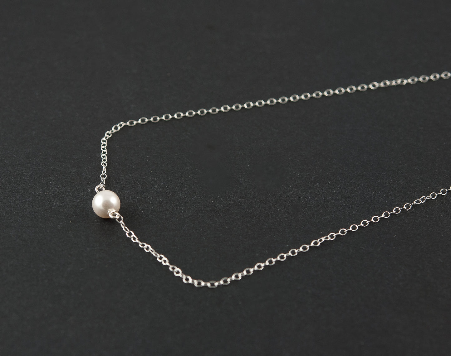 Dainty Solitaire Pearl & Silver Necklace