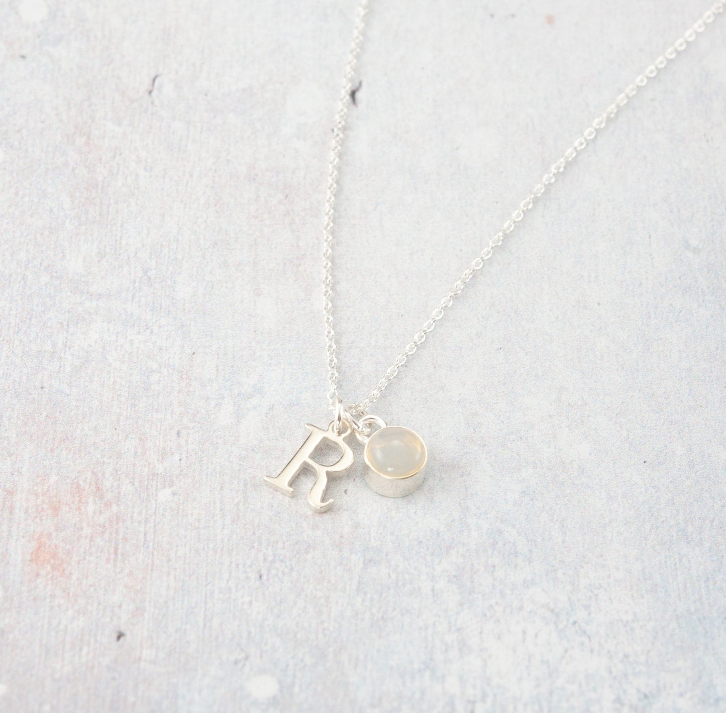 Initial & Opal October Birthstone Necklace