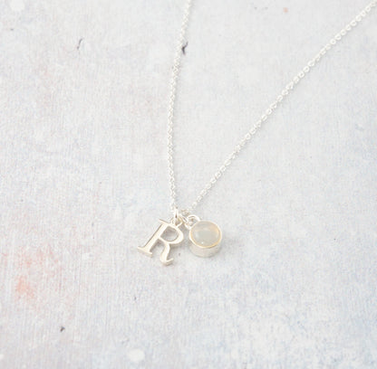 Initial & Opal October Birthstone Necklace