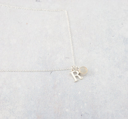 Initial & Opal October Birthstone Necklace