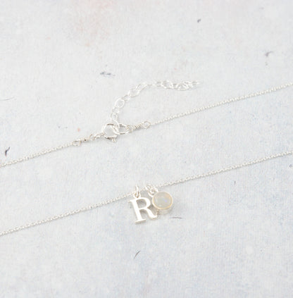 Initial & Opal October Birthstone Necklace