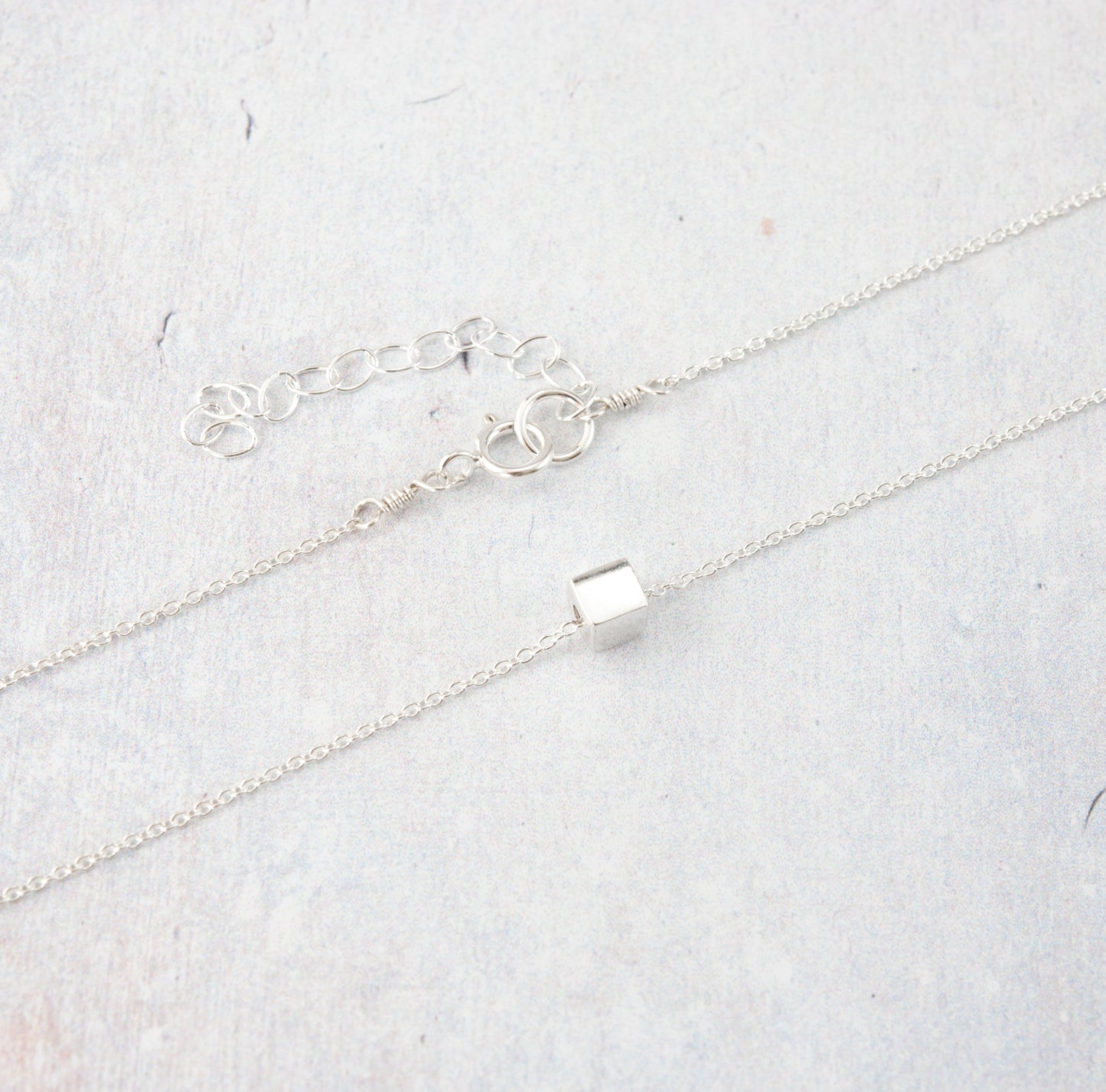 Sterling Silver Tiny Cube Necklace