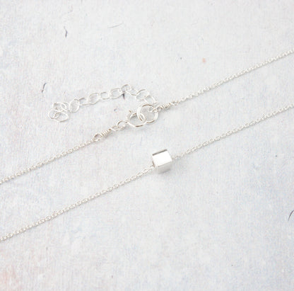 Sterling Silver Tiny Cube Necklace