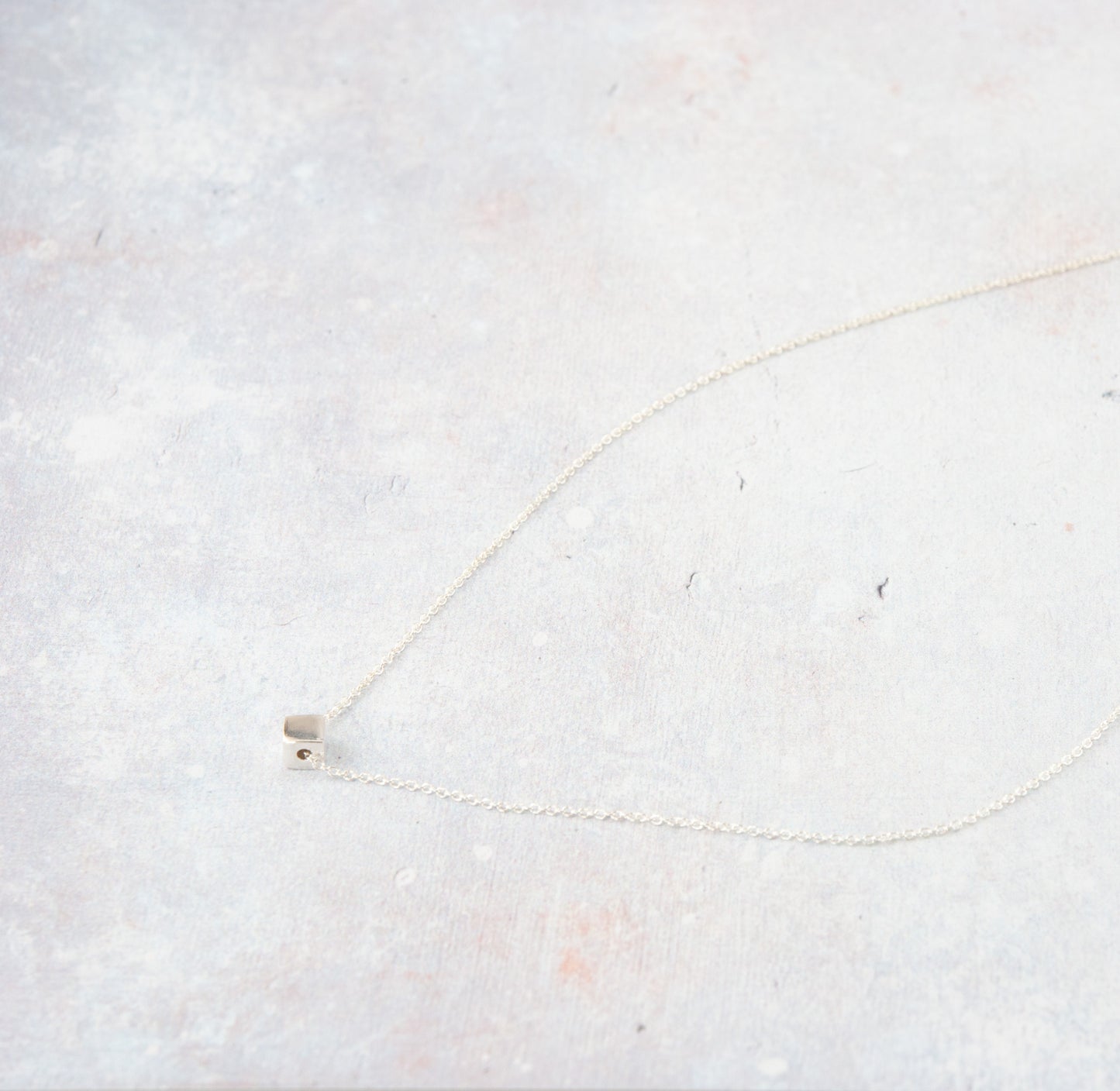 Sterling Silver Tiny Cube Necklace