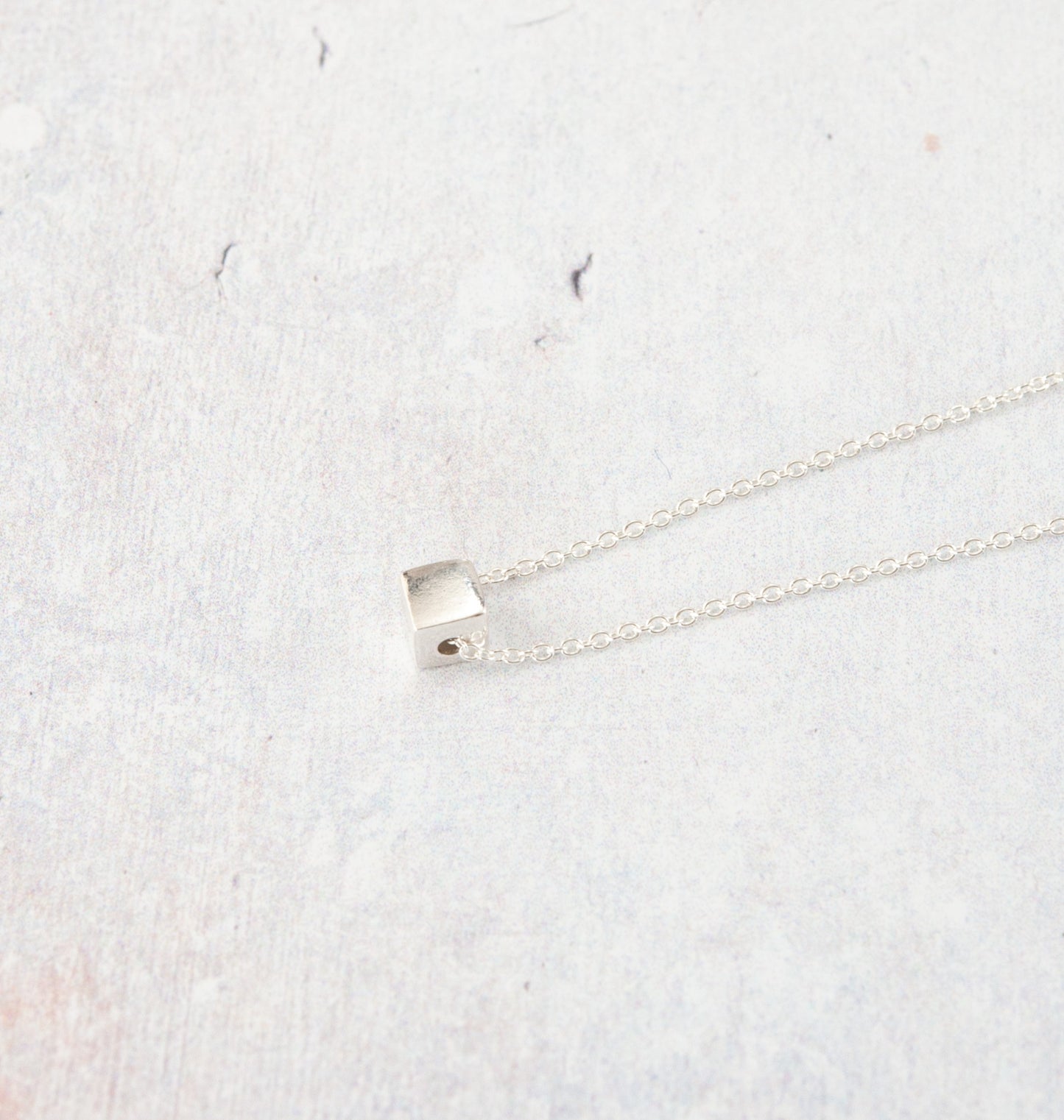 Sterling Silver Tiny Cube Necklace
