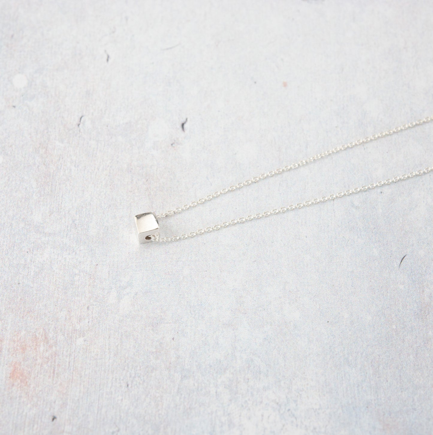 Sterling Silver Tiny Cube Necklace