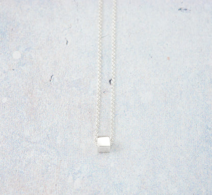 Sterling Silver Tiny Cube Necklace