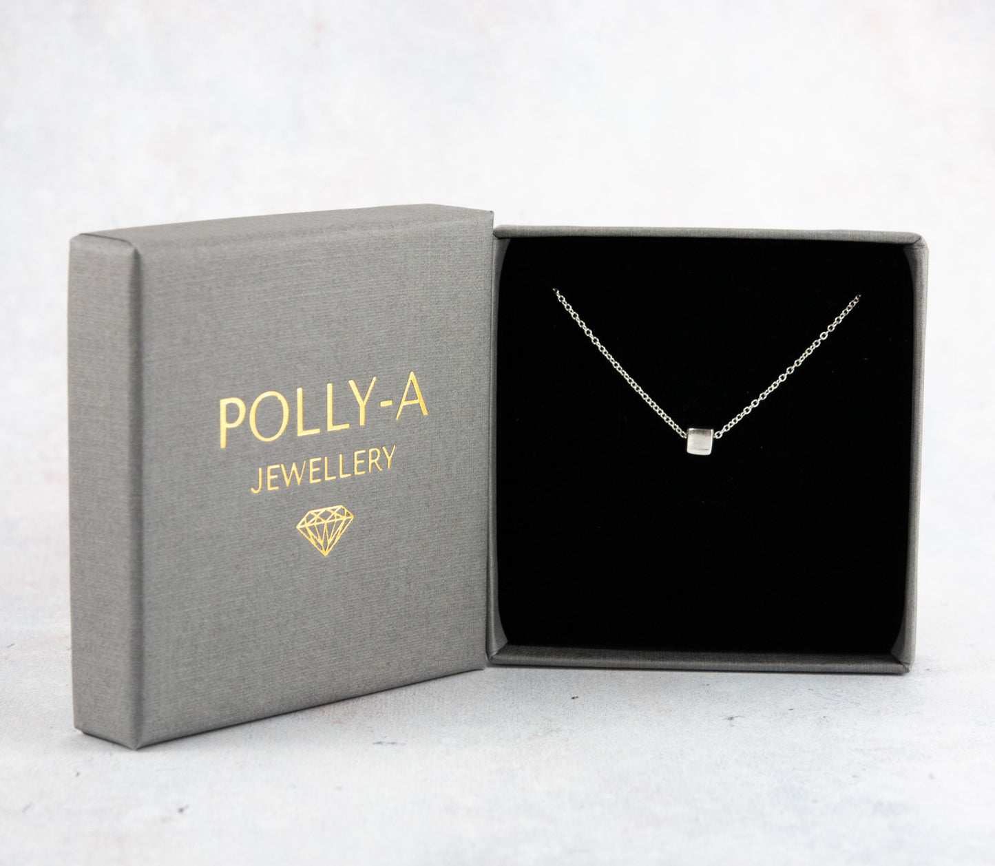 Sterling Silver Tiny Cube Necklace