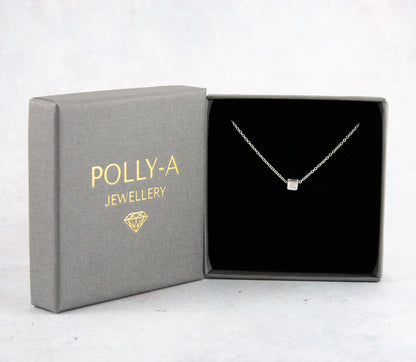 Sterling Silver Tiny Cube Necklace