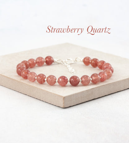 Strawberry Quartz Gemstone Bracelet