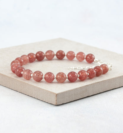 Strawberry Quartz Gemstone Bracelet