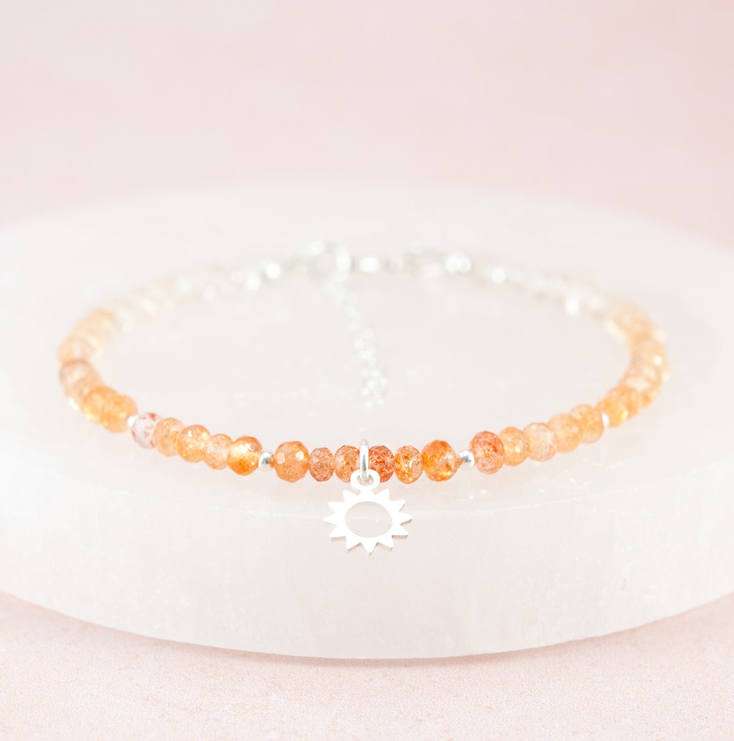 Oregon Sunstone & Sun Charm Bracelet (AA Grade Gemstones)