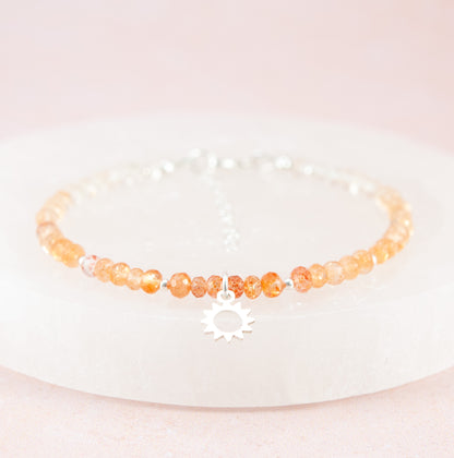 Oregon Sunstone & Sun Charm Bracelet (AA Grade Gemstones)