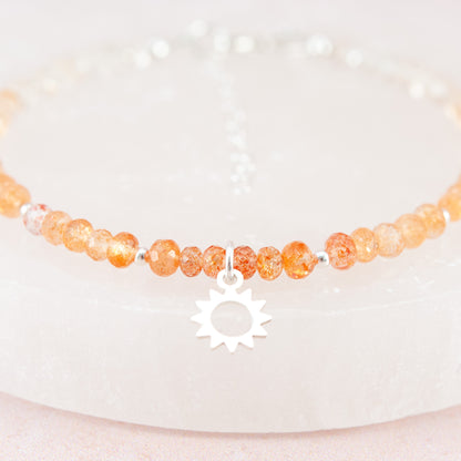 Oregon Sunstone & Sun Charm Bracelet (AA Grade Gemstones)