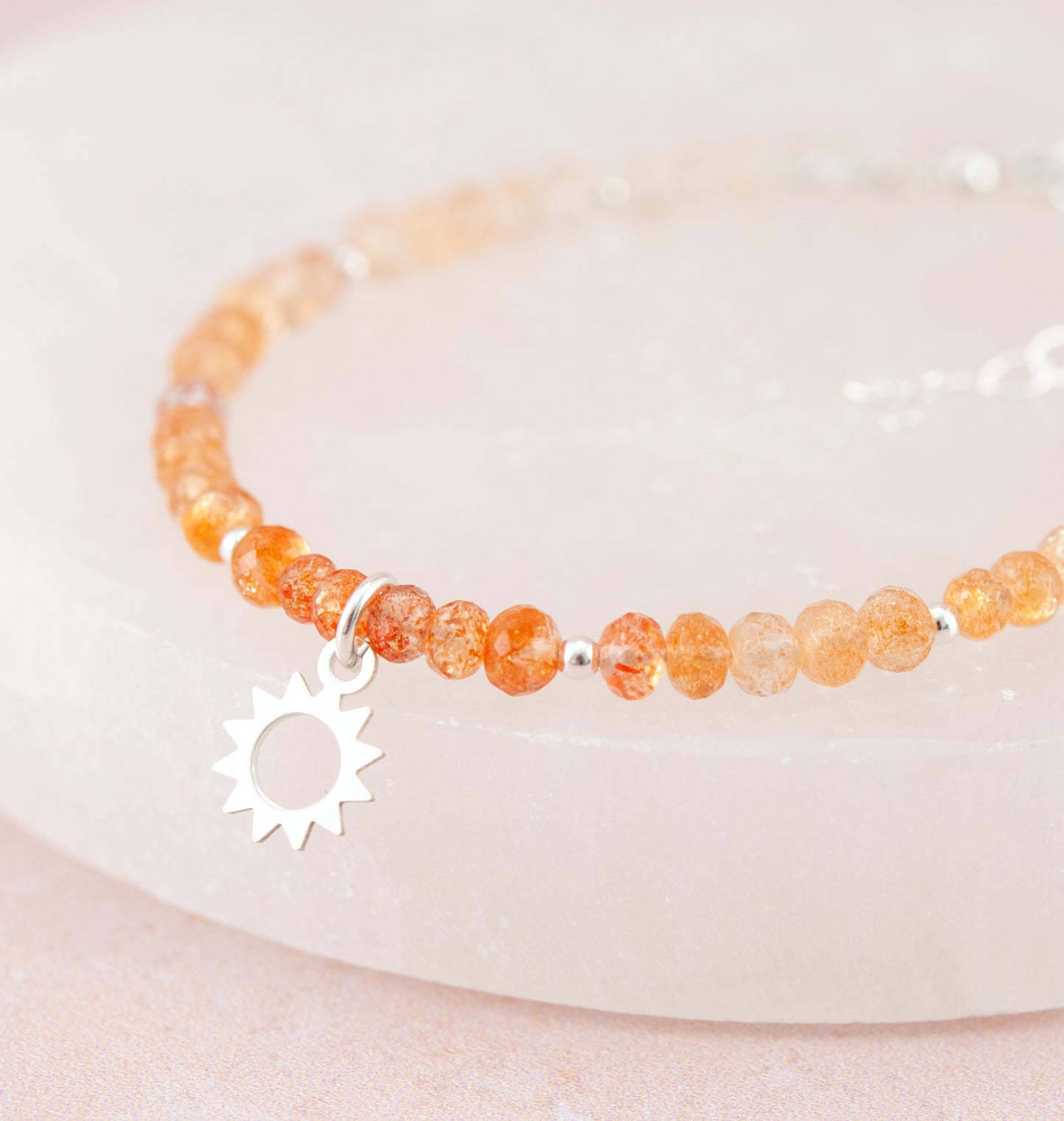Oregon Sunstone & Sun Charm Bracelet (AA Grade Gemstones)