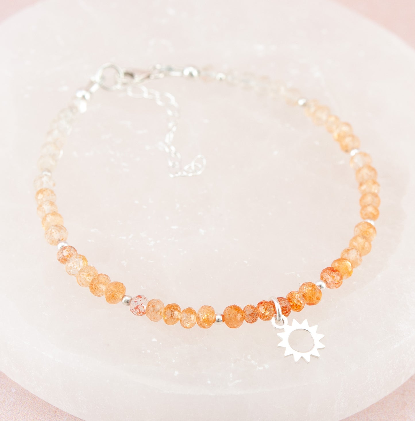 Oregon Sunstone & Sun Charm Bracelet (AA Grade Gemstones)
