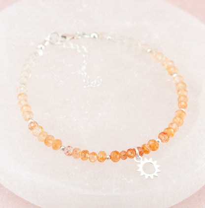 Oregon Sunstone & Sun Charm Bracelet (AA Grade Gemstones)