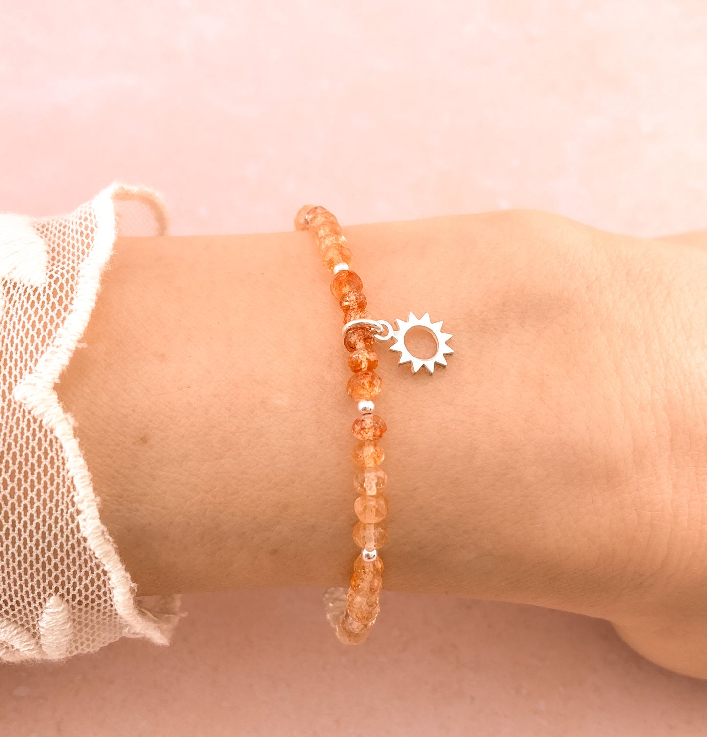 Oregon Sunstone & Sun Charm Bracelet (AA Grade Gemstones)