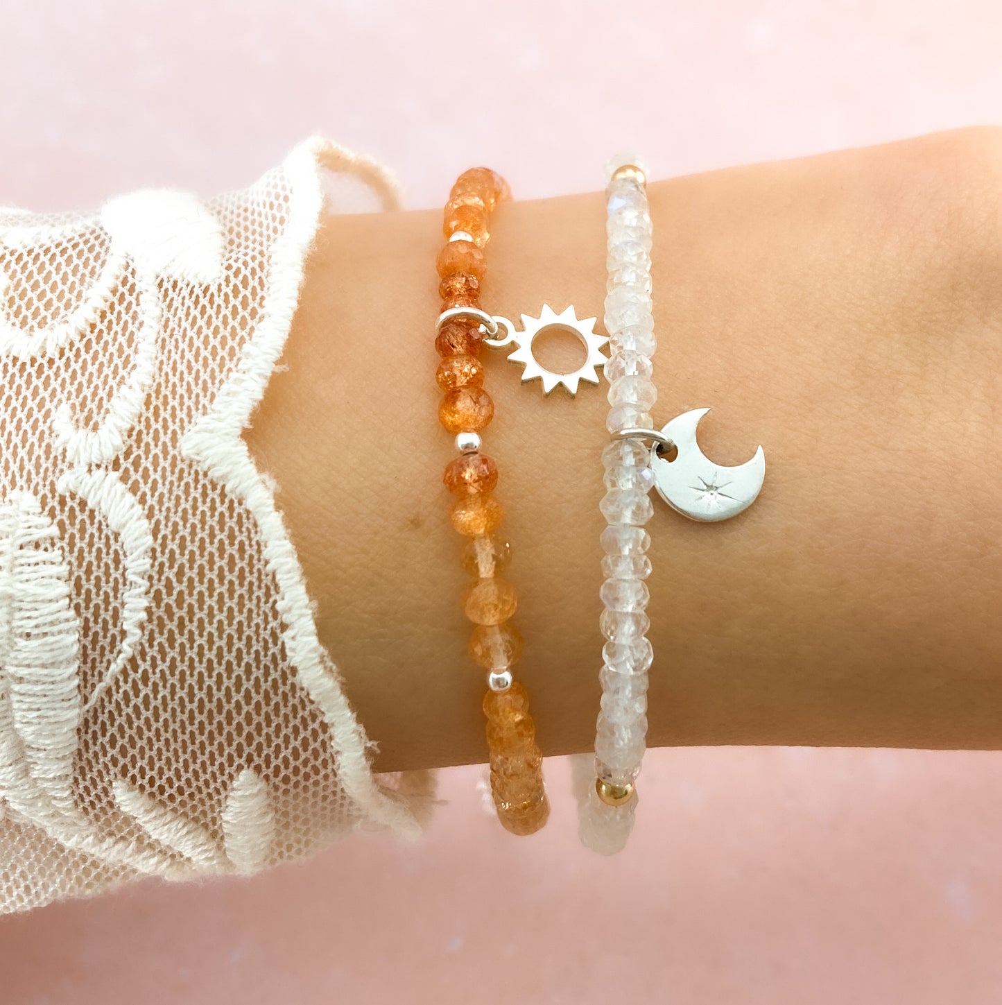 Oregon Sunstone & Sun Charm Bracelet (AA Grade Gemstones)