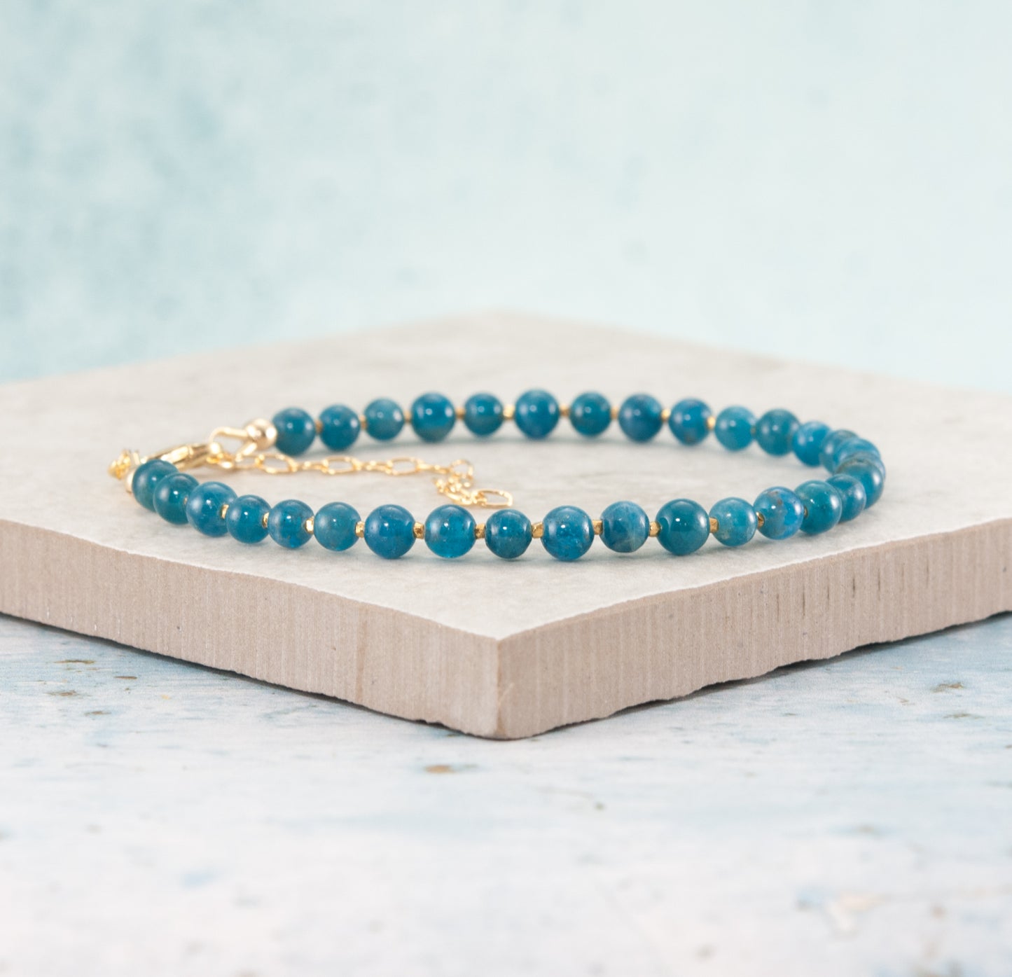 Teal Blue Apatite Gemstone Bracelet