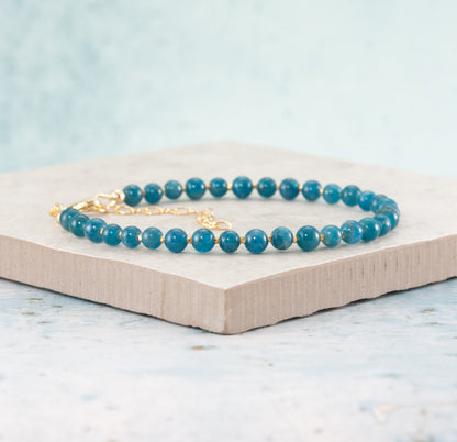 Teal Blue Apatite Gemstone Bracelet