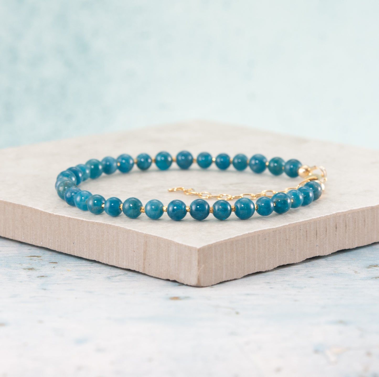 Teal Blue Apatite Gemstone Bracelet