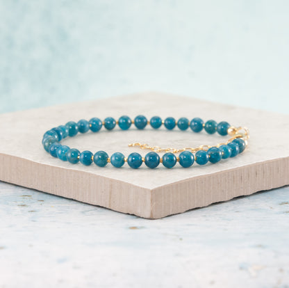 Teal Blue Apatite Gemstone Bracelet