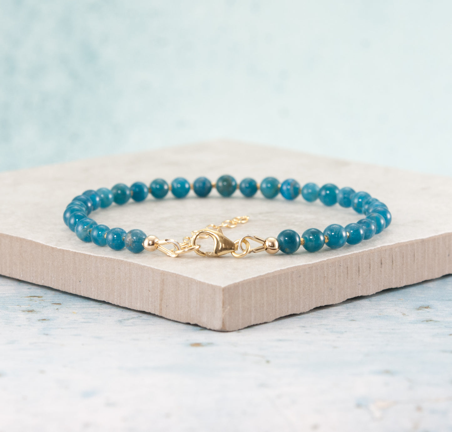 Teal Blue Apatite Gemstone Bracelet