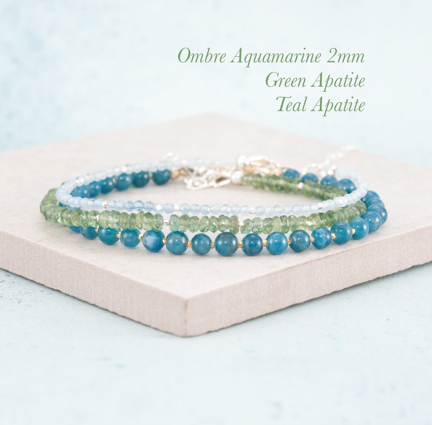 Dainty Aquamarine Ombre Gemstone Bracelet