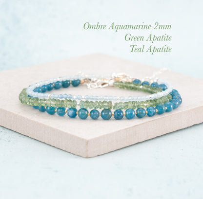 Dainty Aquamarine Ombre Gemstone Bracelet