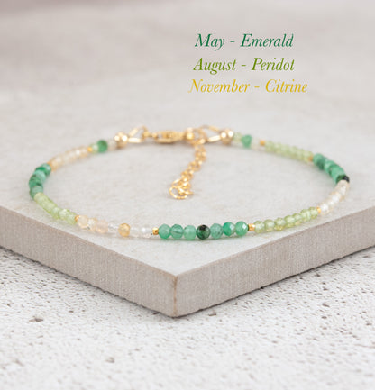 Dainty Three Birthstone Bracelet (14k Gold Fill)