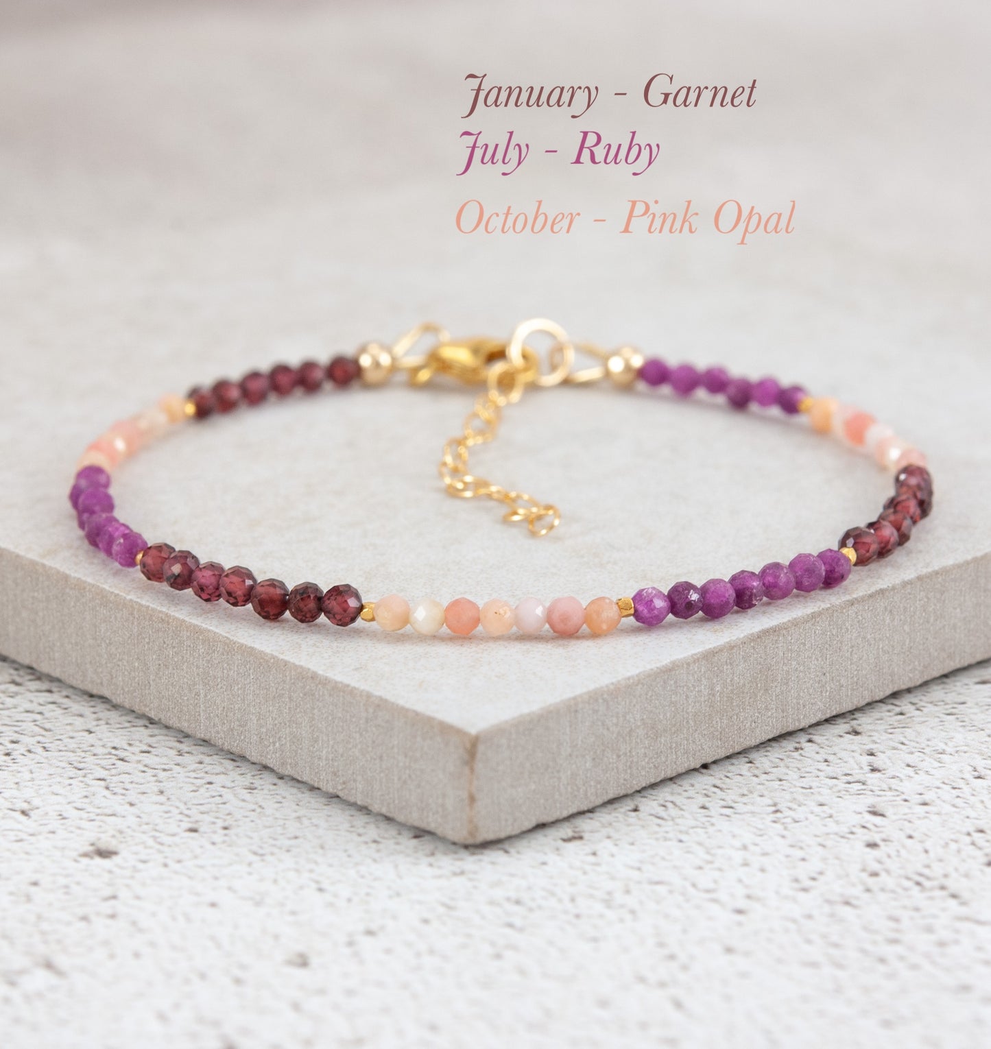 Dainty Three Birthstone Bracelet (14k Gold Fill)