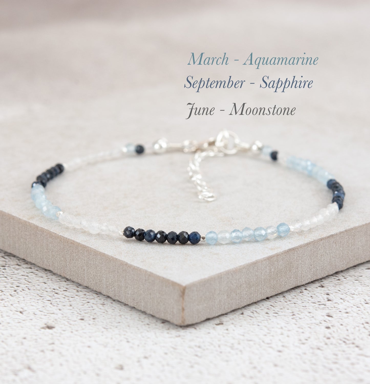 Dainty Three Birthstone Bracelet (14k Gold Fill)