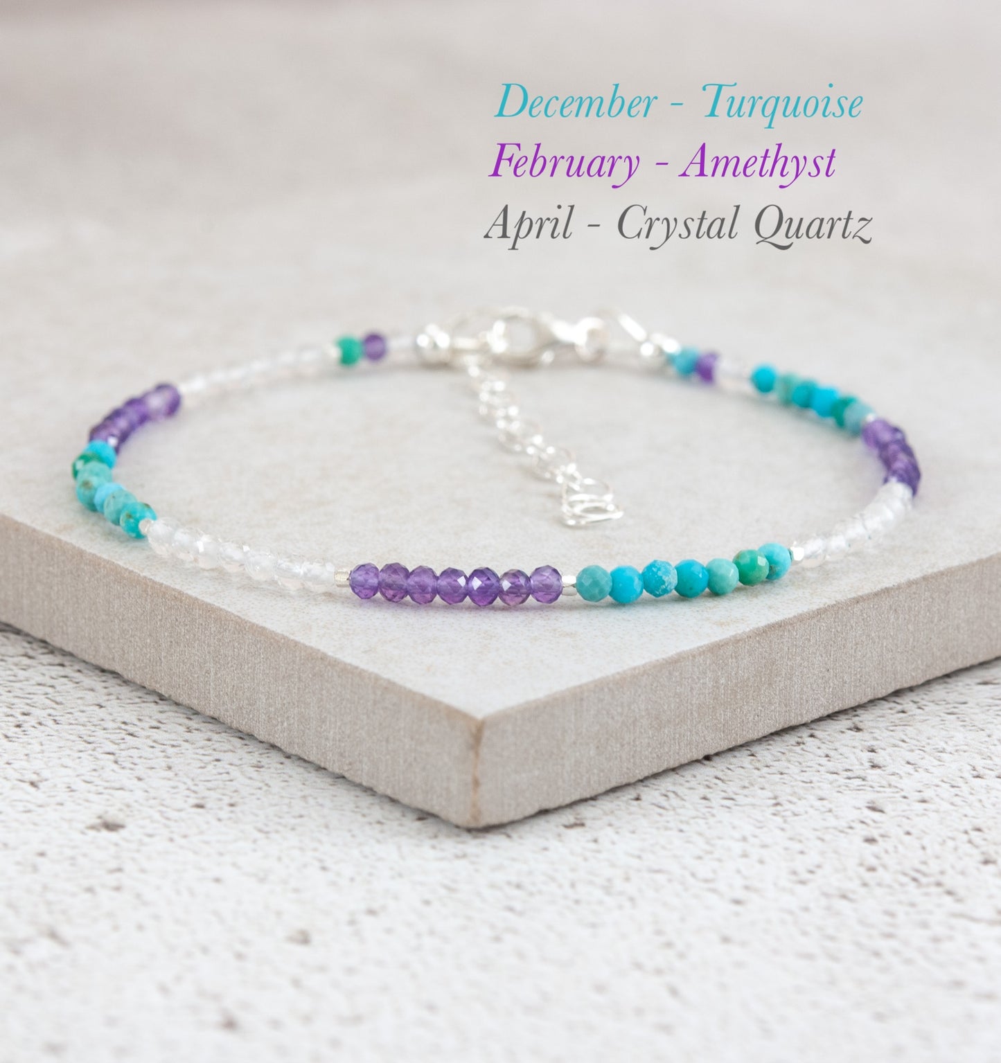 Dainty Three Birthstone Bracelet (14k Gold Fill)