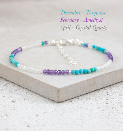 Dainty Three Birthstone Bracelet (14k Gold Fill)