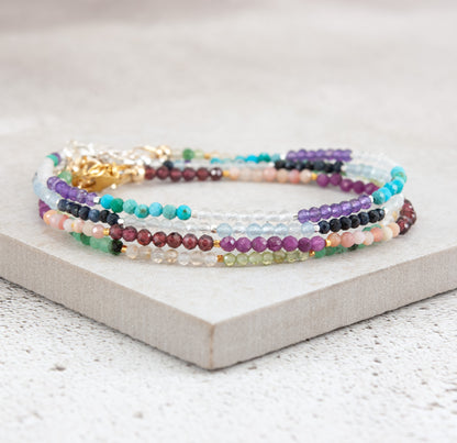 Dainty Three Birthstone Bracelet (14k Gold Fill)