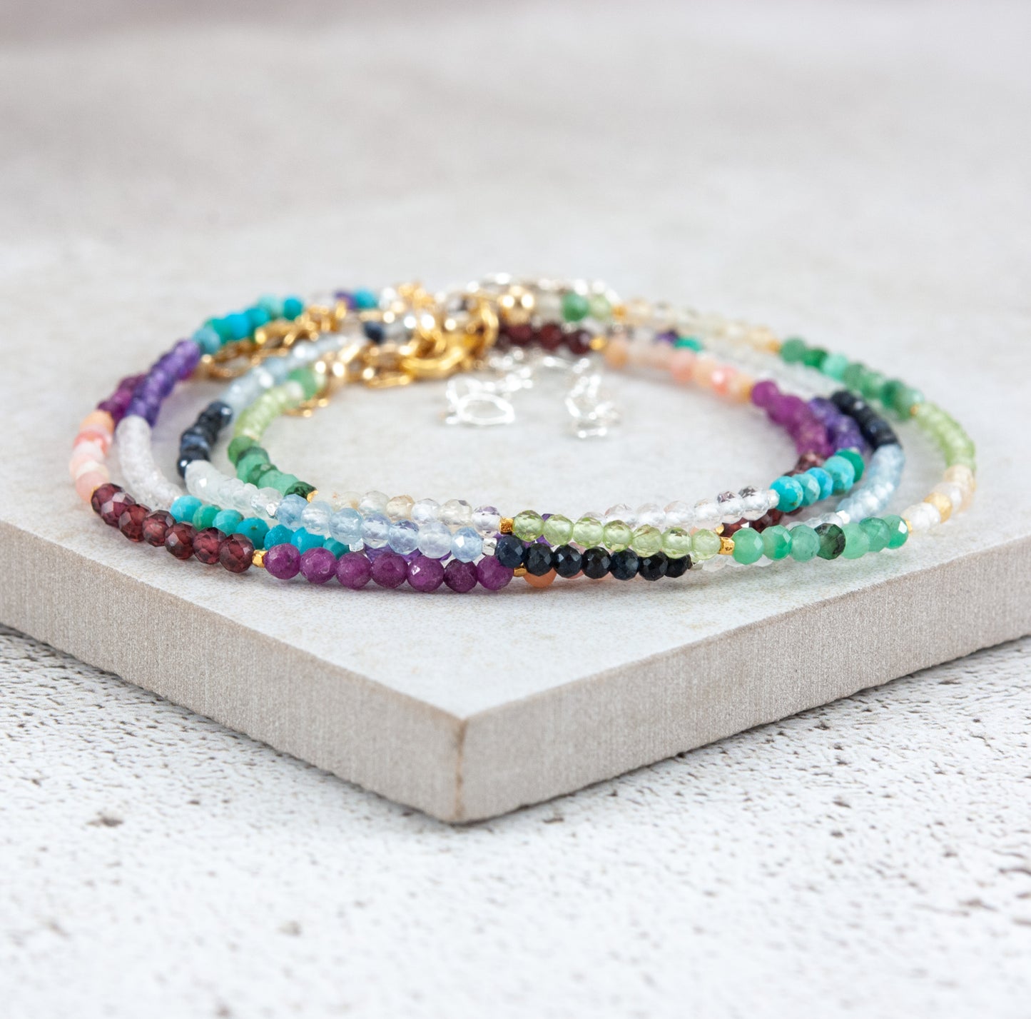 Dainty Three Birthstone Bracelet (14k Gold Fill)