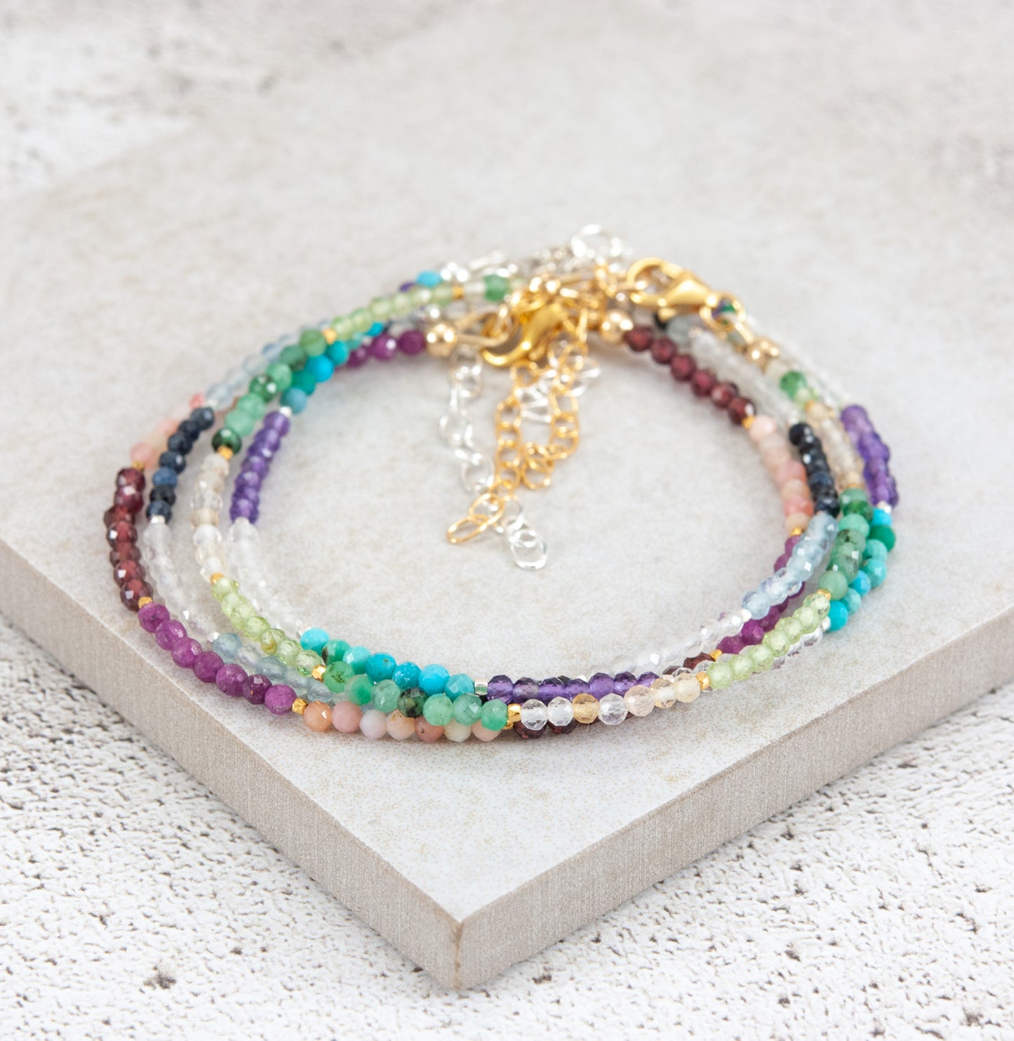 Dainty Three Birthstone Bracelet (14k Gold Fill)