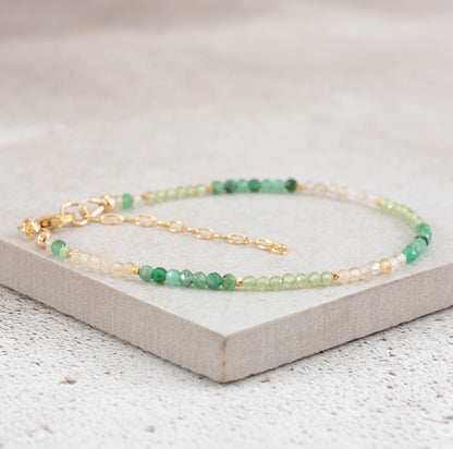Dainty Three Birthstone Bracelet (14k Gold Fill)