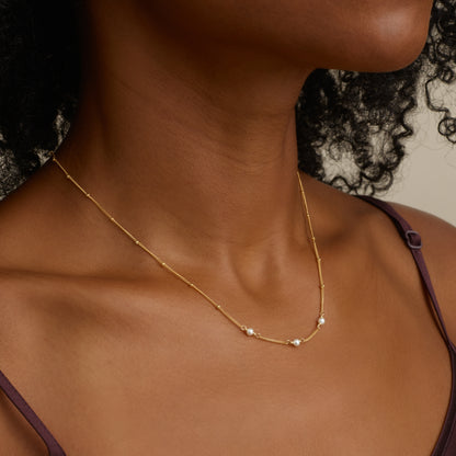 Dainty Pearl Trio & Gold Fill / Sterling Silver Necklace