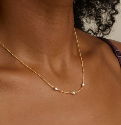 Dainty Pearl Trio & Gold Fill / Sterling Silver Necklace