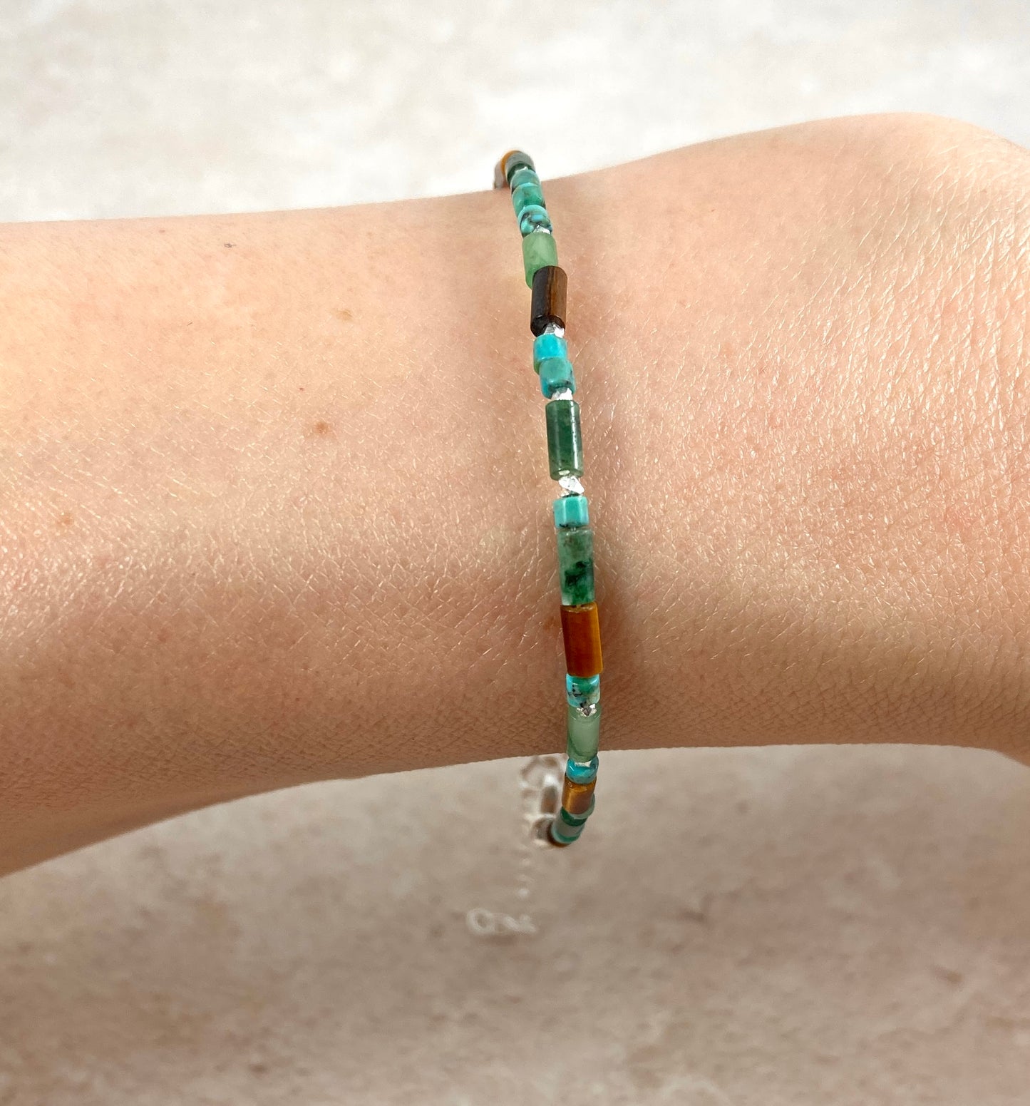 Tiger's Eye, African Jade & Turquoise Bracelet