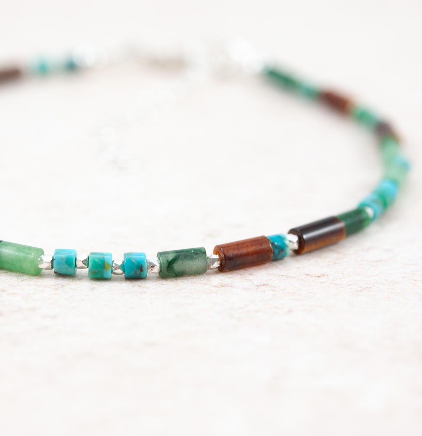 Tiger's Eye, African Jade & Turquoise Bracelet