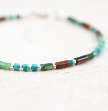 Tiger's Eye, African Jade & Turquoise Bracelet
