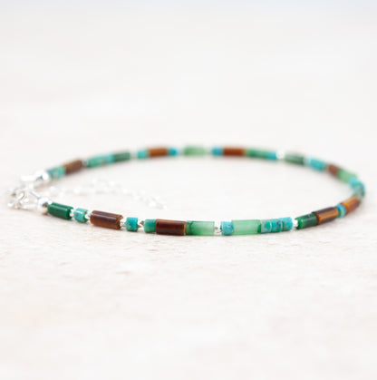 Tiger's Eye, African Jade & Turquoise Bracelet