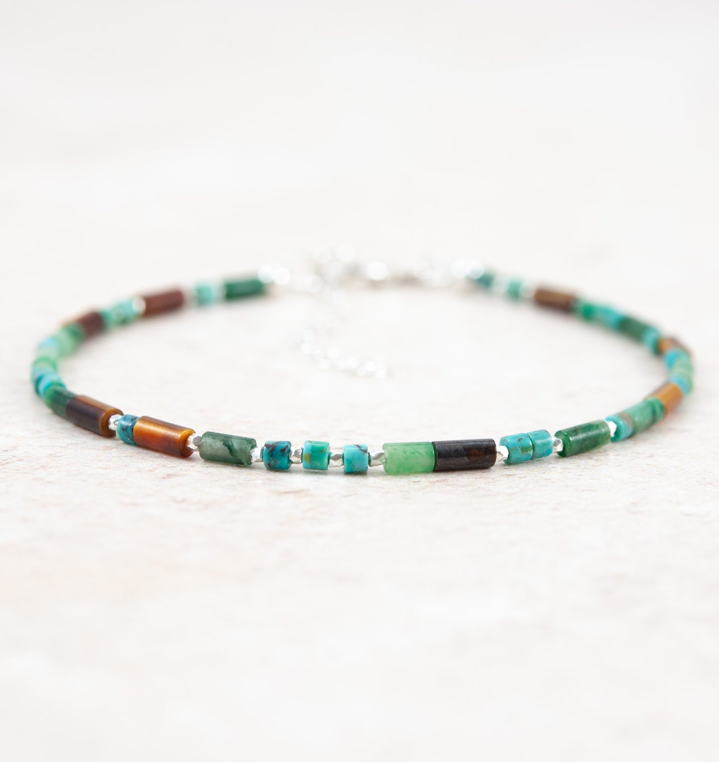 Tiger's Eye, African Jade & Turquoise Bracelet
